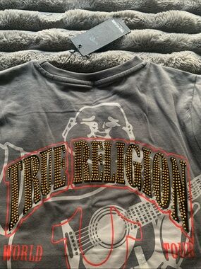 True Religion Youth Gray Crew Neck Logo Tee